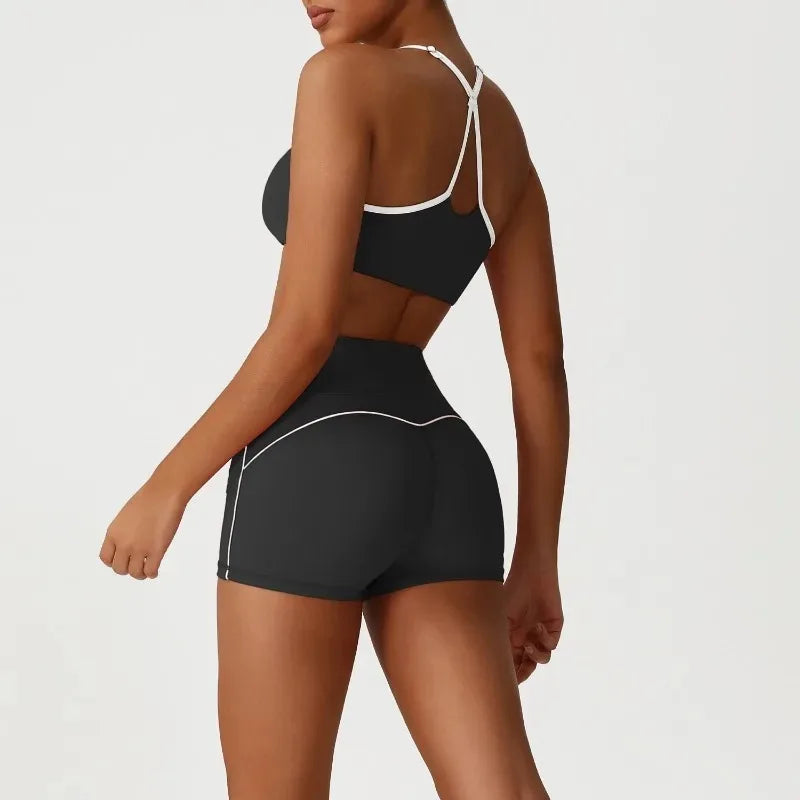 Cralom Color Block Seamless Yoga Set: Backless Bra & Booty-Lifting Leggings
