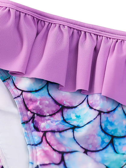Cralom 3D Scale Print 2-Piece Kids Girl Swim Set
