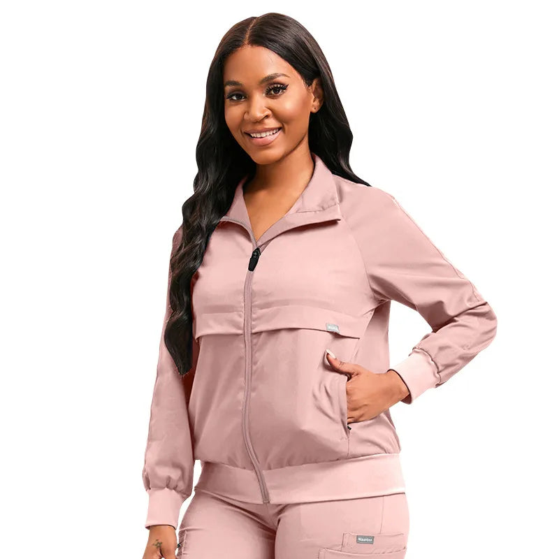 Cralom Pink Winter Scrubs Coat - Nurse Dental Surgery Uniform