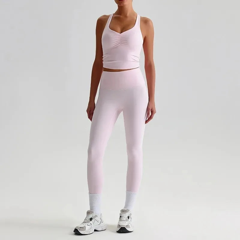 Cralom Naked Feel Seamless Yoga Set: Sports Bra & Slim-Fit Leggings
