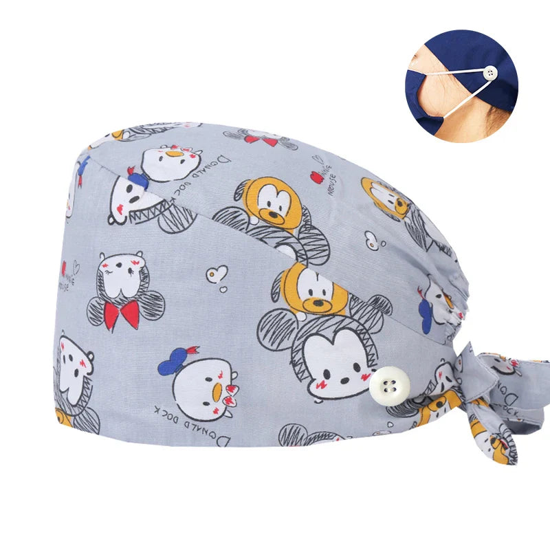 Cralom Cotton Scrub Caps with Sweatband for Medical Professionals