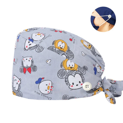 Cralom Cotton Scrub Caps with Sweatband for Medical Professionals