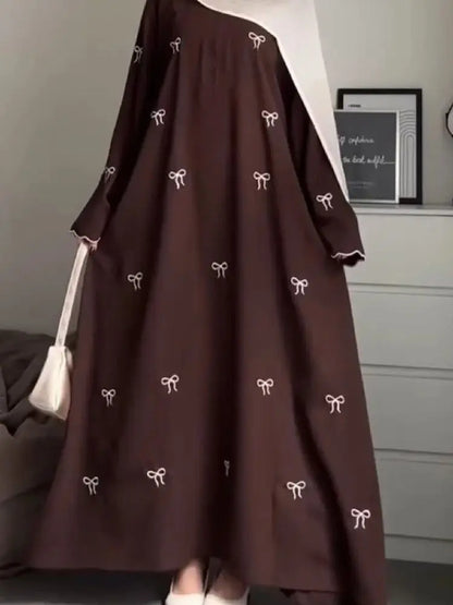 Cralom Butterfly Bow Abaya Kaftan Dress - Stylish Islamic Robe