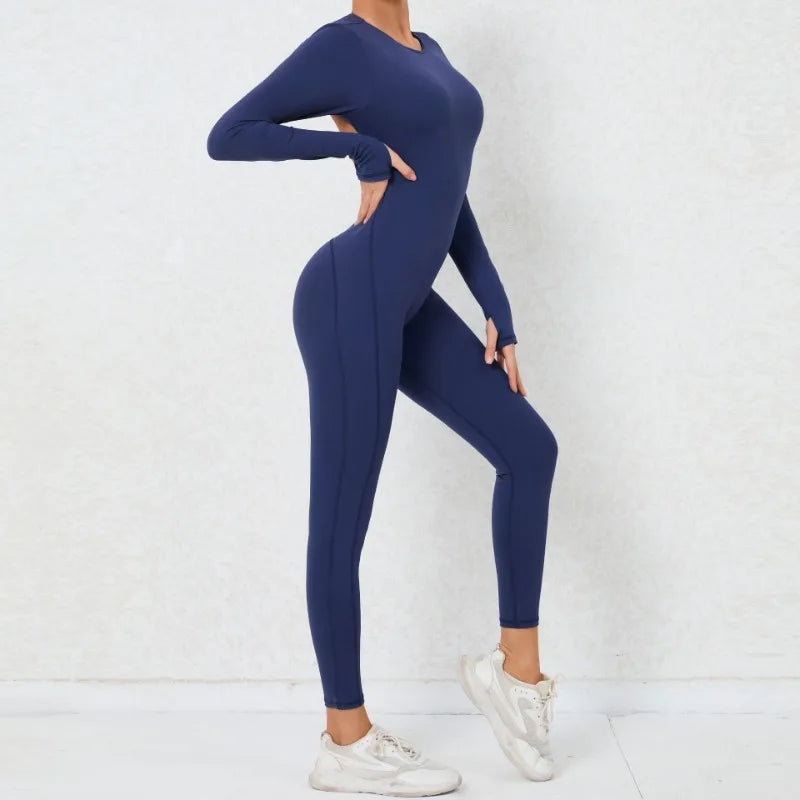 Cralom Backless Yoga Jumpsuit: Sexy One-Piece Butt-Lifting Bodysuit for Women