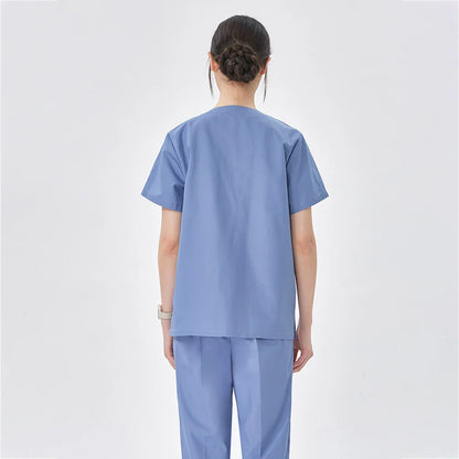 Cralom Scrubs Set for Women Men Veterinarians - Snap Neck Medical Uniform Suit