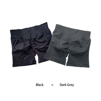 Cralom Seamless Leggings Gym Shorts Set for Women - Push-up Fitness Bottoms