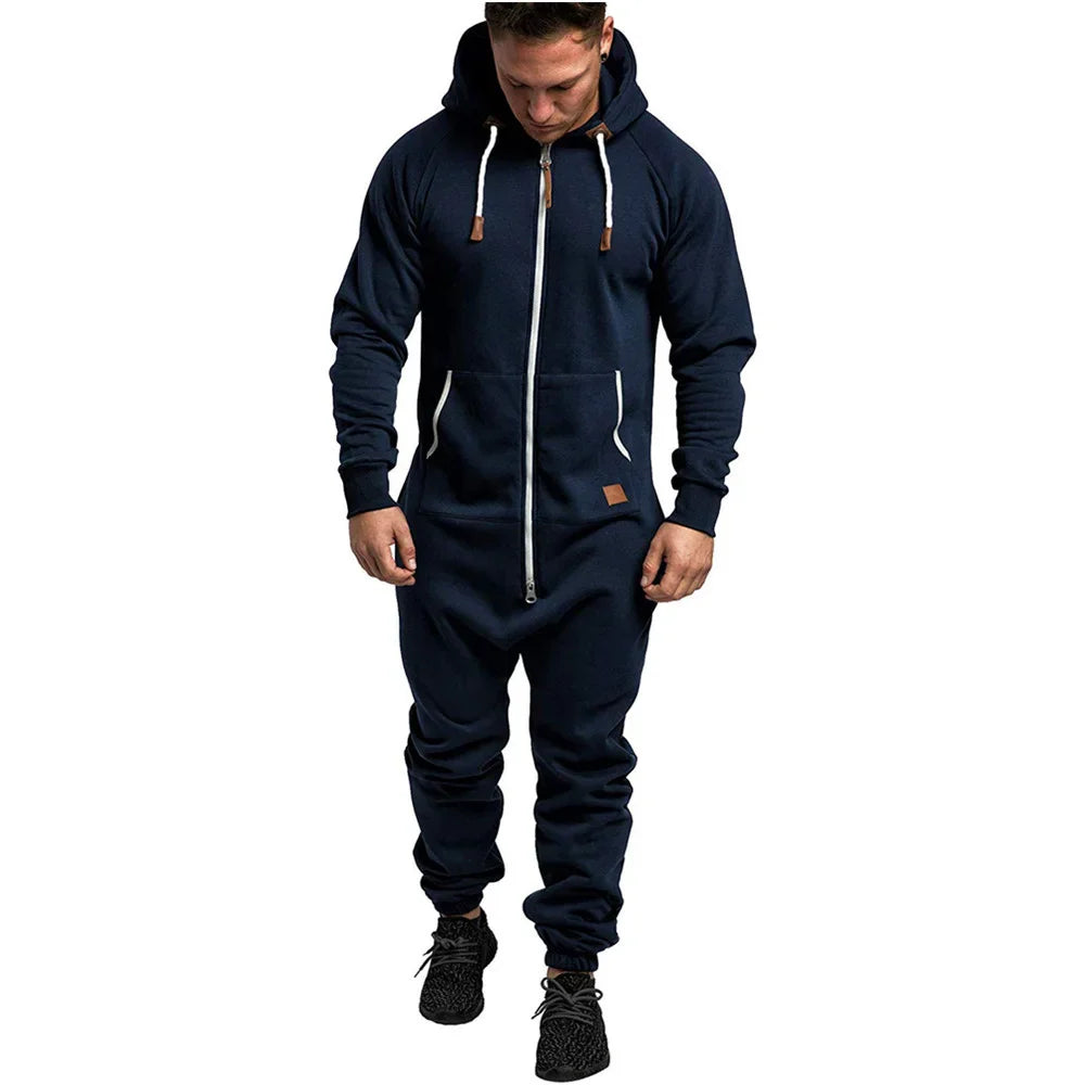 Cralom Men's Hooded Fleece Jumpsuit - Premium Workwear Set