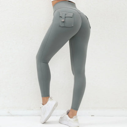 Cralom Seamless Yoga Leggings with Hip-lifting Design & Pocket