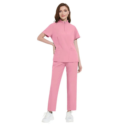 Cralom Short Sleeve V-Neck Nursing Jogger Suit for Women