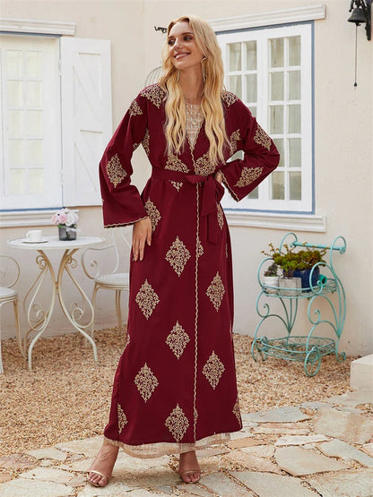 Cralom Red Open Kimono Abaya - Cralom Ramadan Collection
