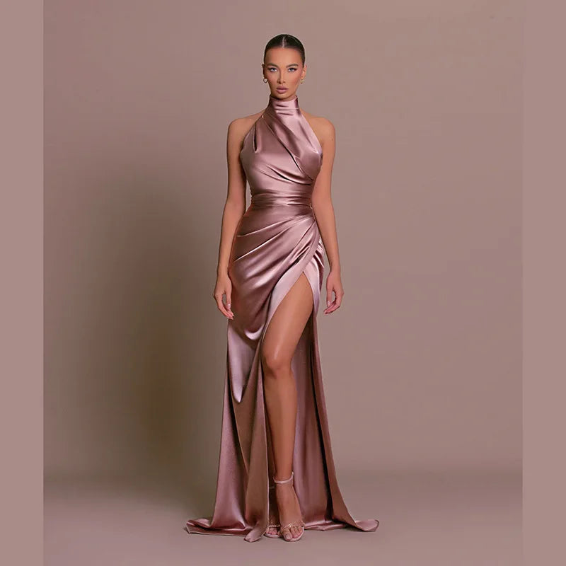 Cralom Women's Stand Collar Sleeveless Slit Dress - Slimming Summer 2025