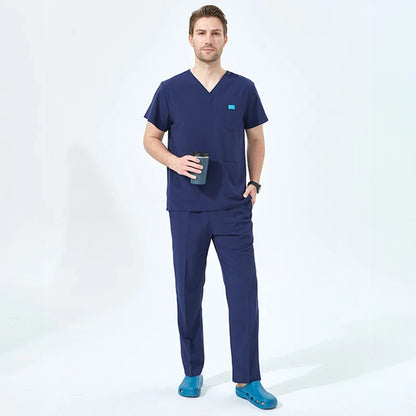 Cralom Unisex Scrub Top & Drawstring Pant Set for Medical, Beauty & Spa