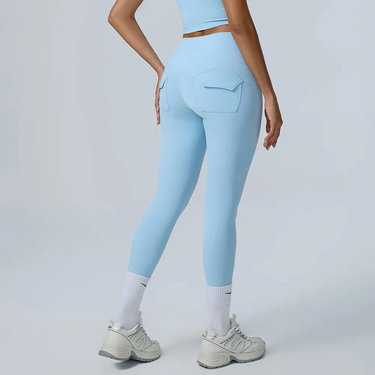 Cralom High Waist Yoga Leggings with Pocket for Women's Fitness Running Hip Lift