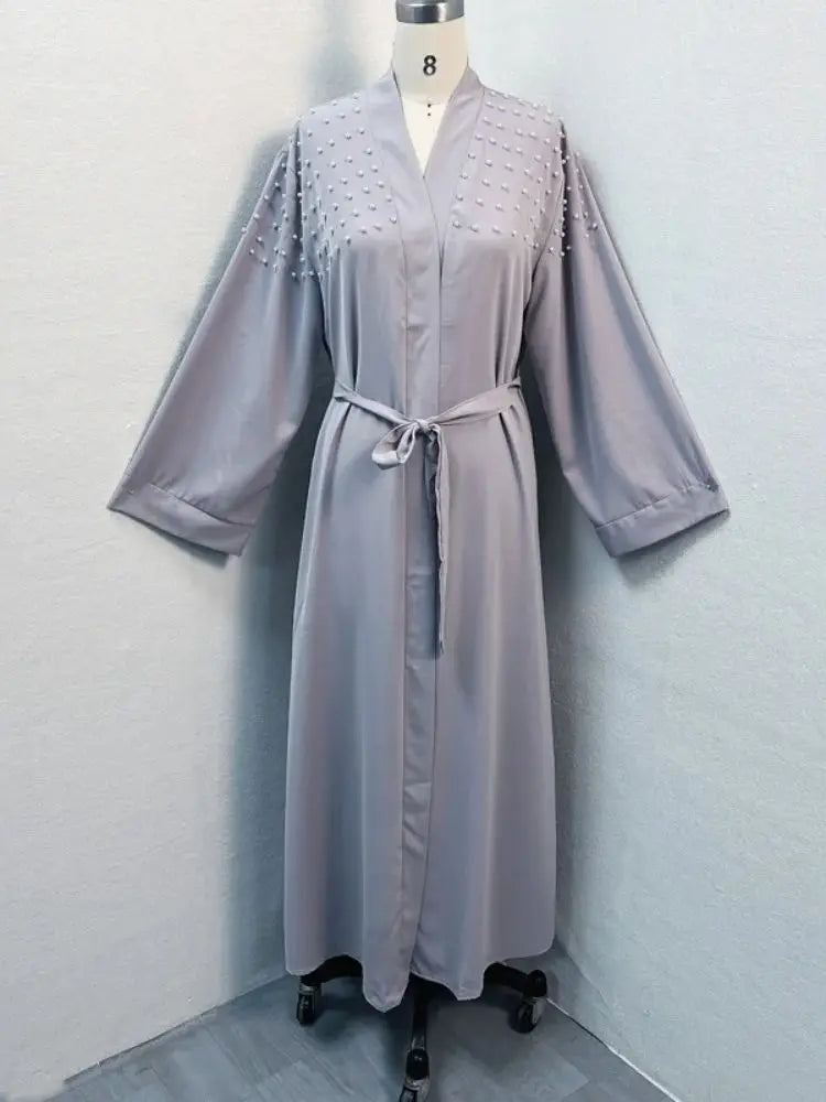 Cralom Luxury Eid Open Abaya Modest Kimono Kebaya Muslim Femme