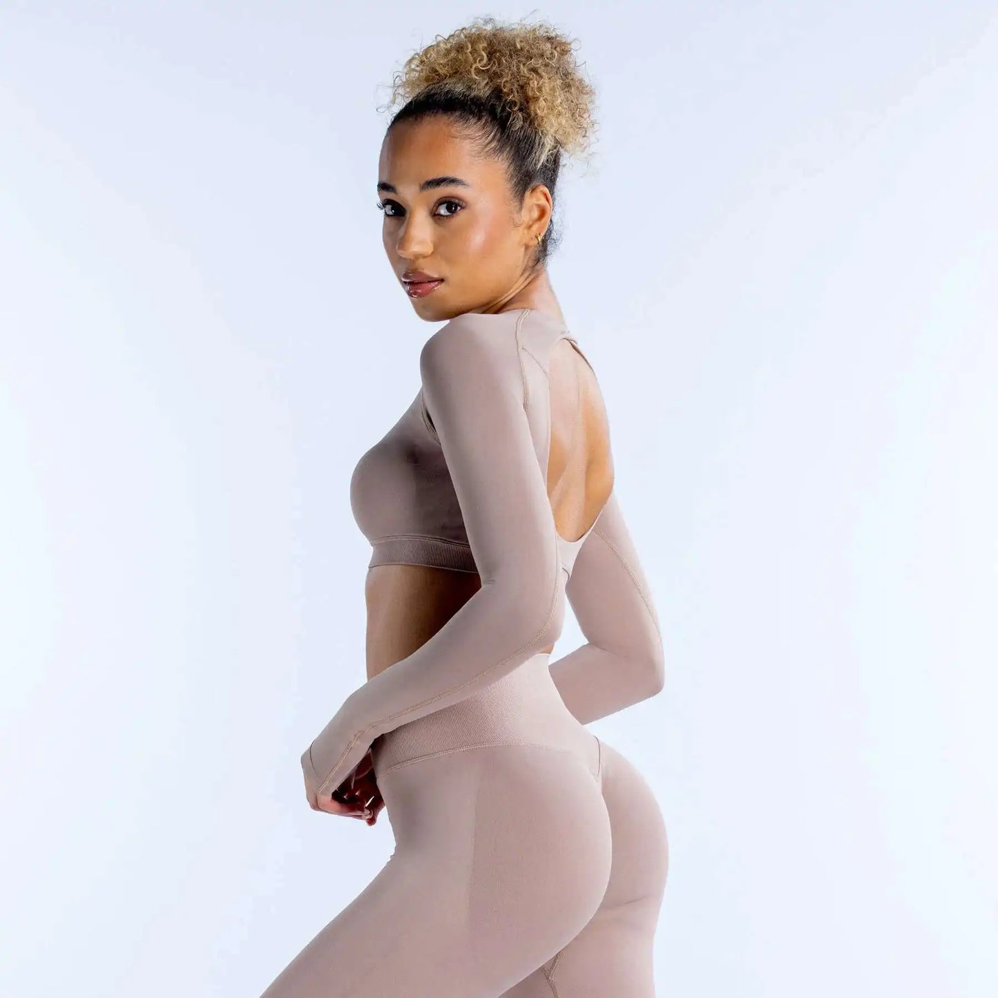 Cralom Dynamic Long Sleeve Crop Top for Women - Yoga Gym Workout Sportswear