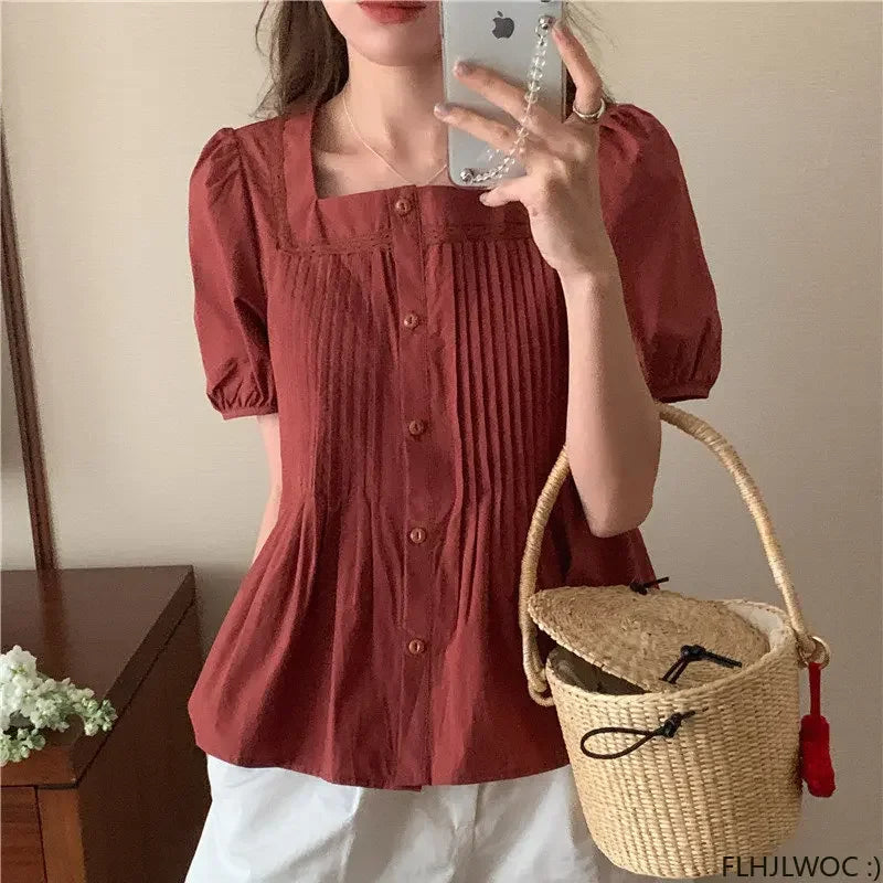 Cralom Ruffles Cotton Tops: Summer Sweet Style for Women