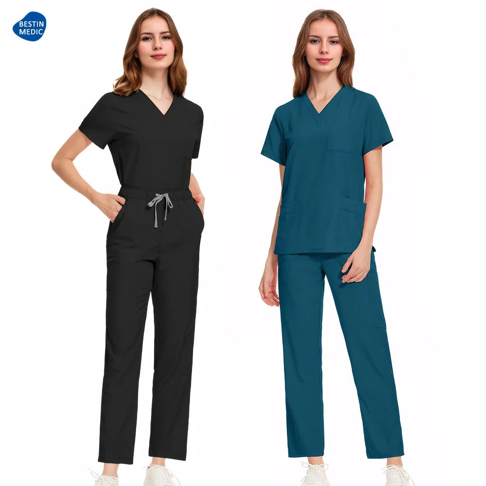 Cralom Medical Professional Scrub Set: Doctor Nurse Uniform for Hospital Beauty Salon
