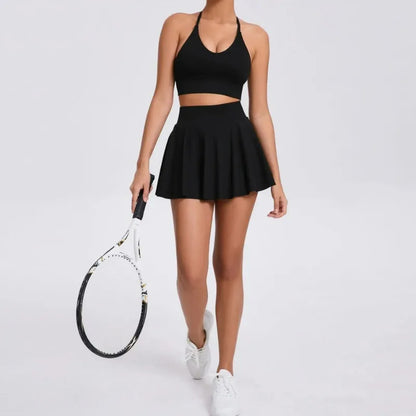 Cralom Women's Tennis Yoga Dress Suit Slim Fit Sports Fitness Skorts