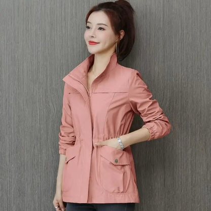 Cralom Khaki Windbreaker Jacket: Modern, High Quality & Elegant Outerwear for Women