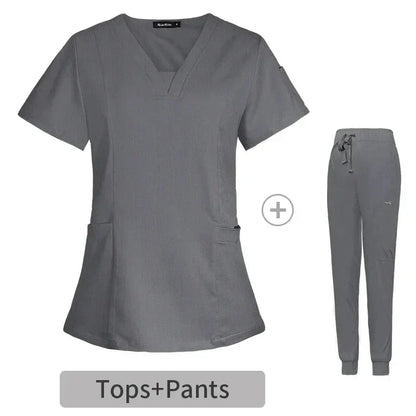 Cralom Multicolour Jogger Scrubs Set: V-neck Top & Pocket Pants
