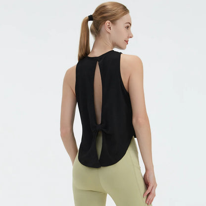 Cralom Hollow Out Yoga Tank Top, Quick Dry Workout Vest, Fitness Running Shirt