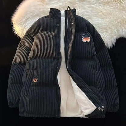 Cralom Corduroy Cotton-padded Jacket: Y2K Street Fashion Embroidery Harajuku Oversize Collar