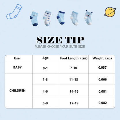 Kids Cotton School Socks Set 100% Breathable Anti-Slip Casual Sports by Cralom