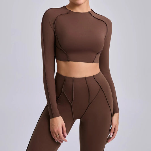 Cralom Yoga Tight Long Sleeve Top for Women's Fitness and Workout