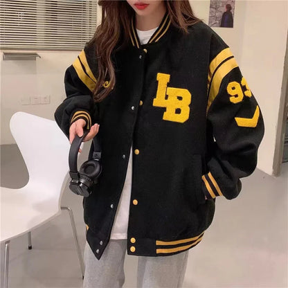 Cralom Flocking Hooded Jacket: Y2K Street Fashion Baseball Style Coat