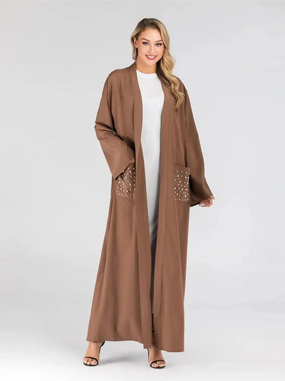 Cralom Ramadan Luxury Embroidery Kimono Abaya Women