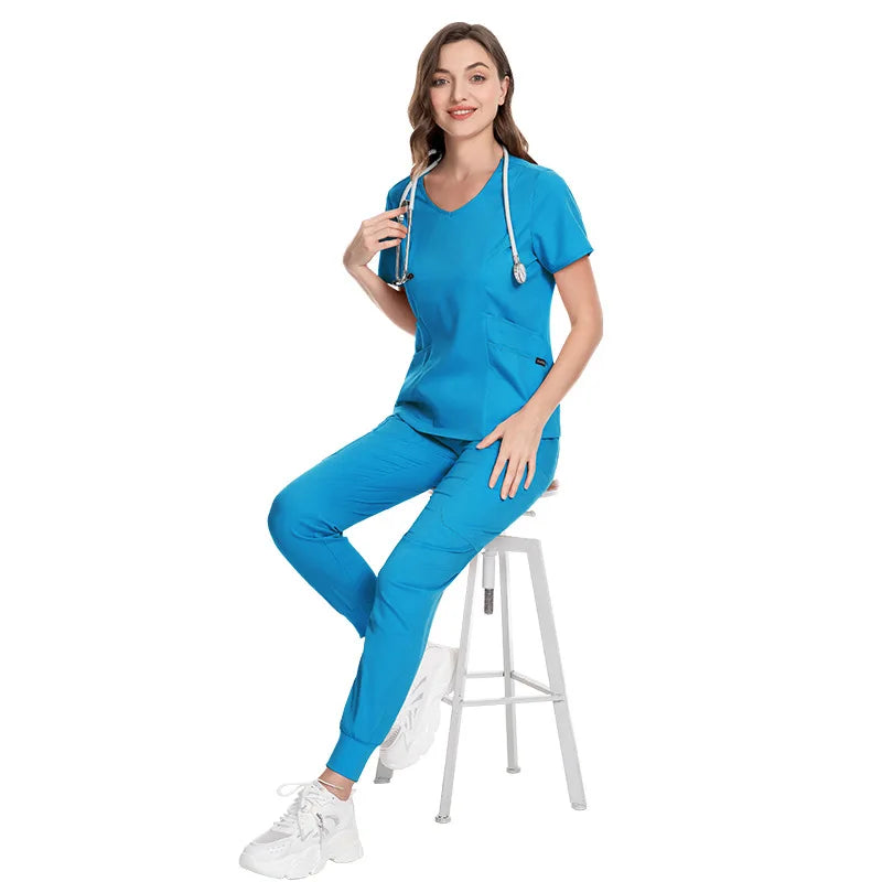 Cralom Women's Medical Scrub Set with Nursing Accessories
