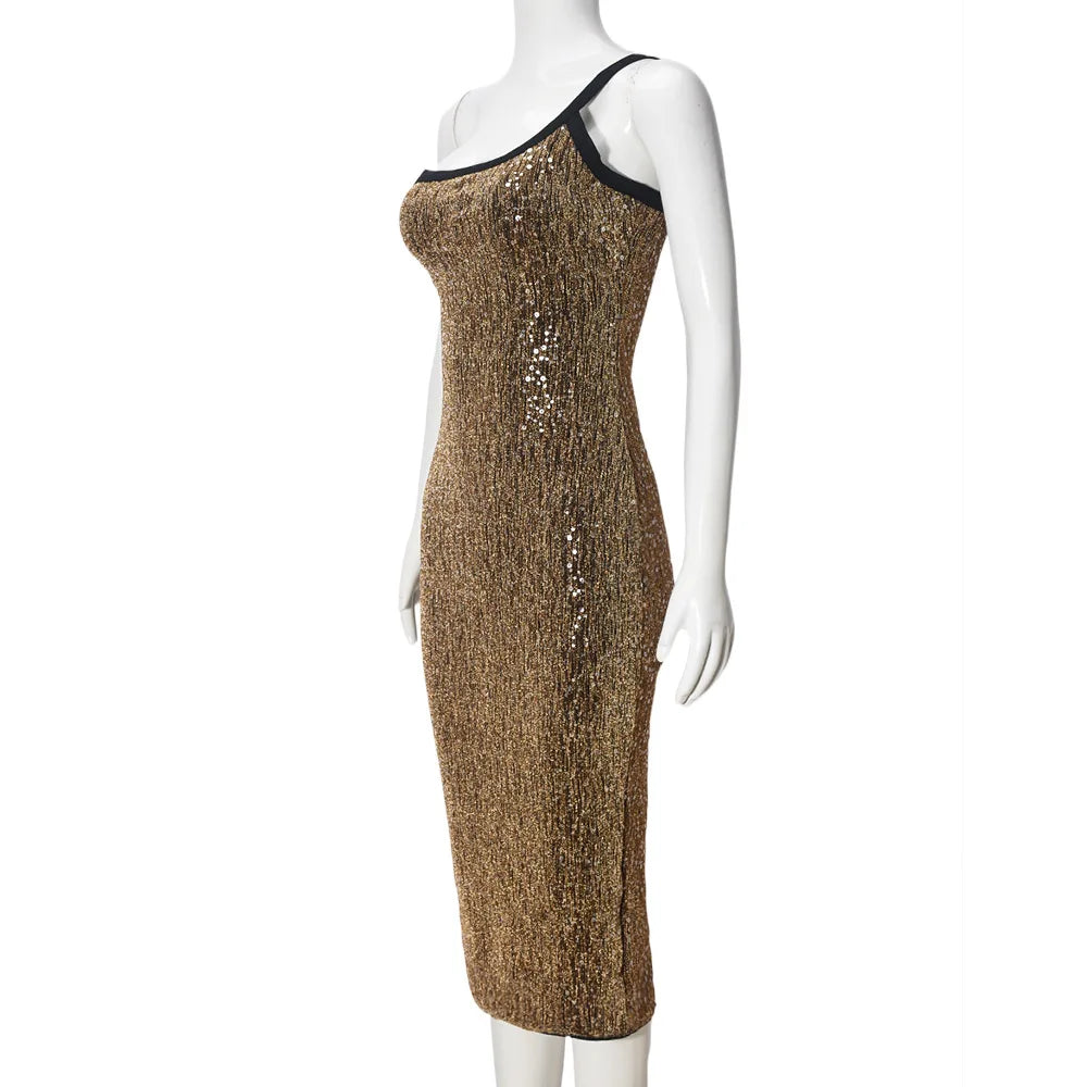 Cralom Sparkle Slant Collar Dress
