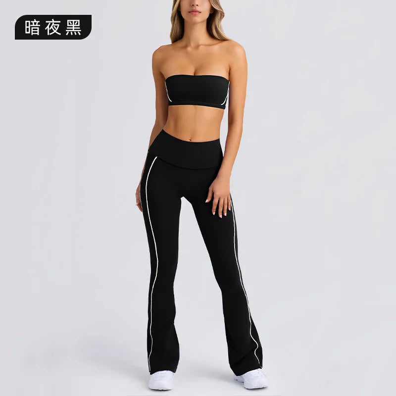 Cralom Summer Yoga Set for Women: 2 Piece Tight Fit Sports Suit