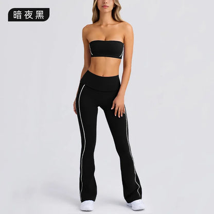 Cralom Summer Yoga Set for Women: 2 Piece Tight Fit Sports Suit