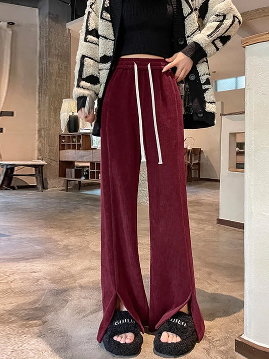 Cralom Women's High Waist Lace Up Wide Leg Pants