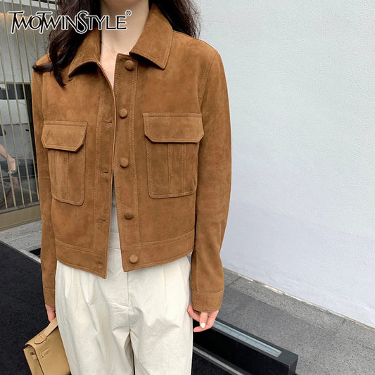 Cralom Button Accent Jacket | Stylish Lapel Coat with Pockets | Chic Minimalist Design
