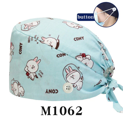 Cralom Cotton Scrub Caps with Sweatband for Medical Professionals