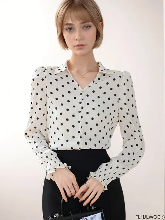 Cralom Polka Dot Tops: Sweet & Stylish Blouses for Fall Office Chic