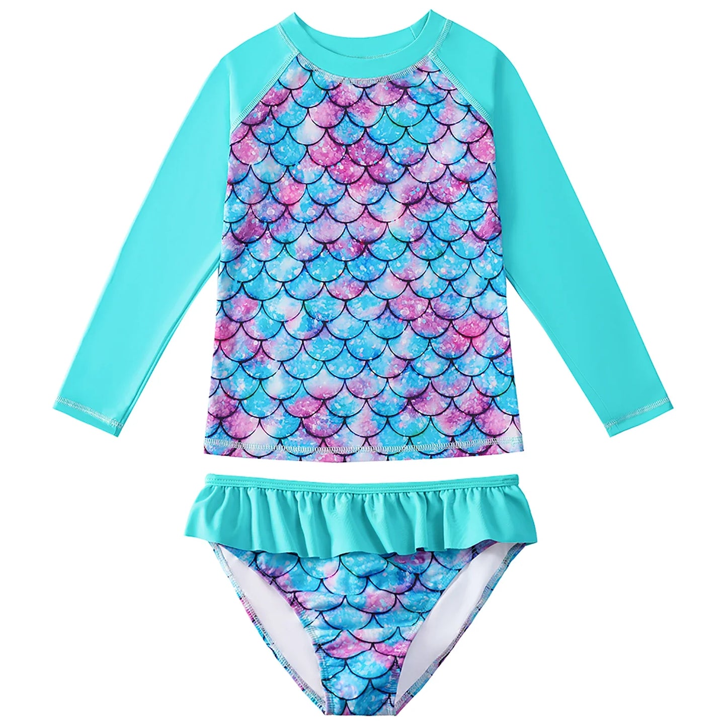 Cralom 3D Scale Print 2-Piece Kids Girl Swim Set
