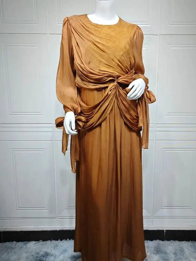 Cralom African Muslim Dubai Abaya Kaftan Robe for Women