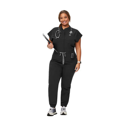 Cralom Zipper Mandarin Collar Nurse Jumpsuit - Women's Medical Uniform
