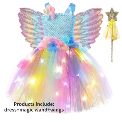Cralom Fairy Tutu Dress with Wings - Halloween Cosplay Costume