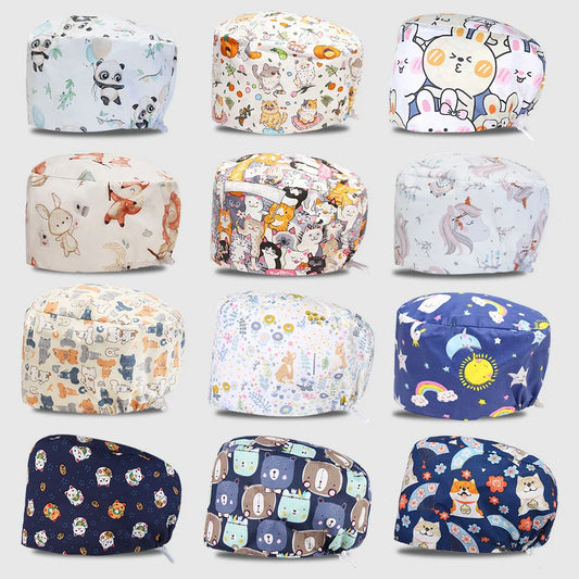 Cralom Women's Surgical Caps - Dental Nursing Hats for Pet Hospital