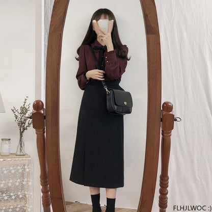 Cute Lace-Up Bow Tie Blouse by Cralom for Work & Office