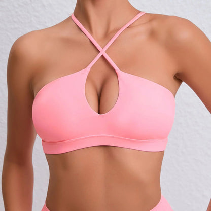 Cralom Cross Back Yoga Bra - Naked Feel Breathable Sports Fitness Top