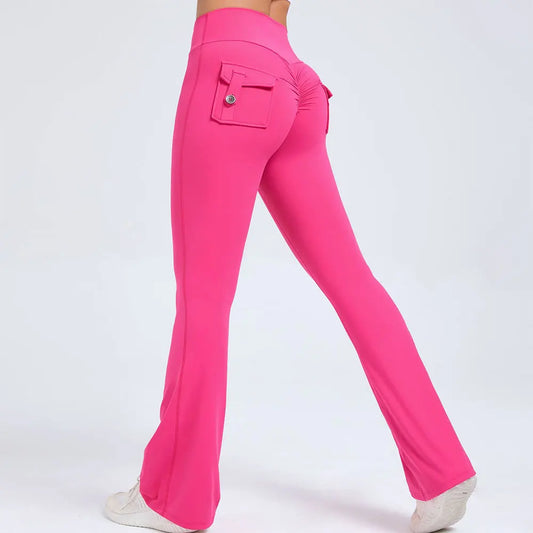 Cralom High Waist Flared Yoga Pants with Pockets for Women