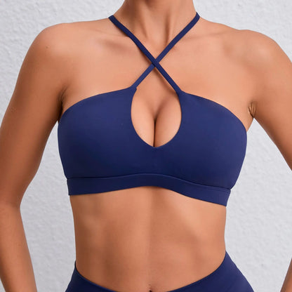 Cralom Cross Back Yoga Bra - Naked Feel Breathable Sports Fitness Top