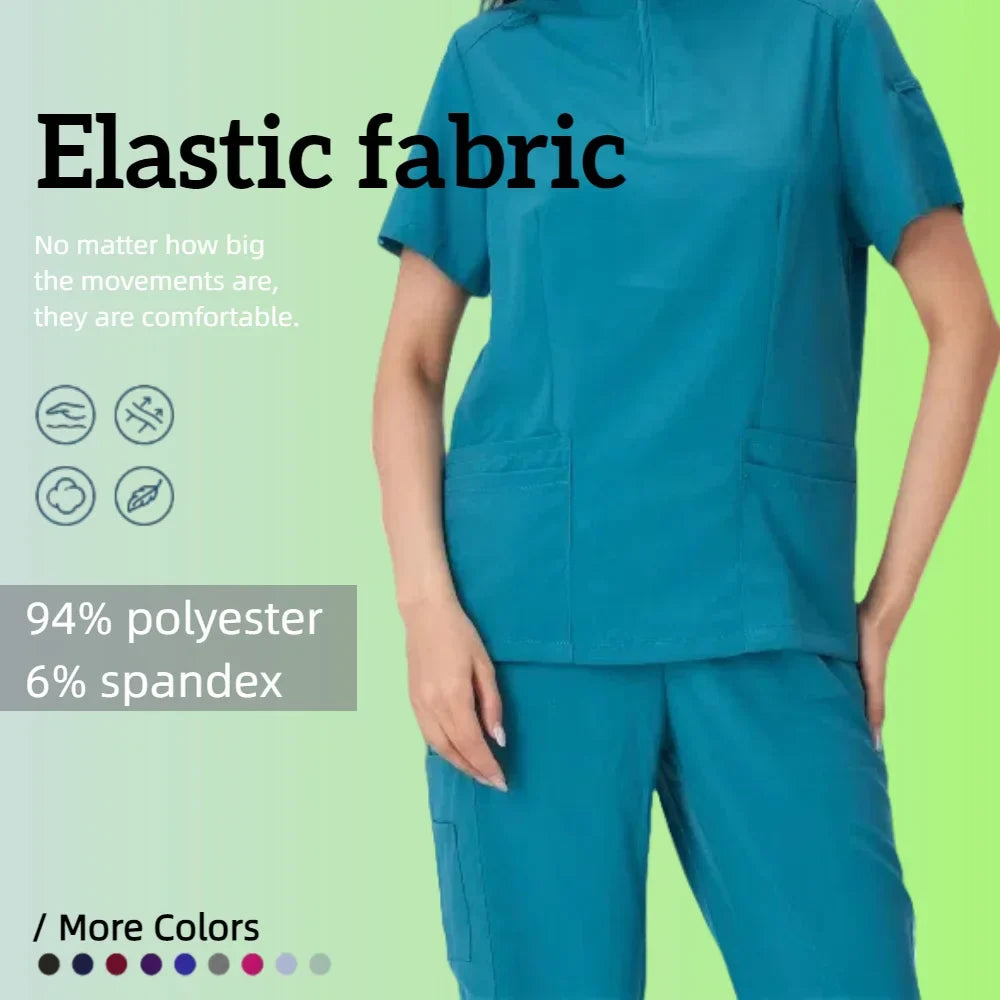 Cralom Unisex V-Neck Medical Scrubs Set - Hospital Work Uniform