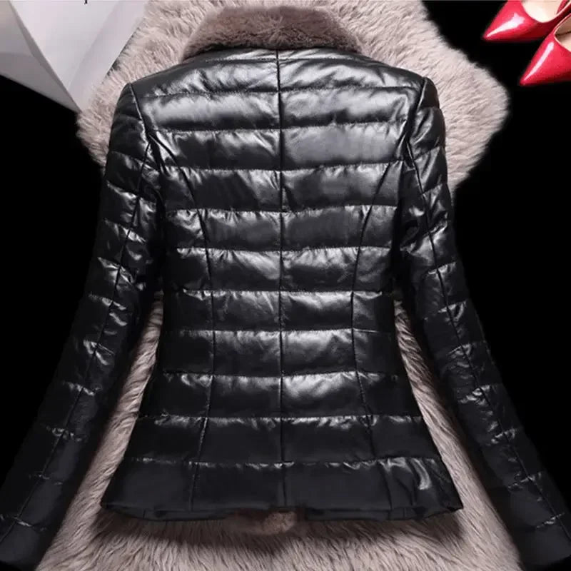 Cralom Vintage Fur Coat: Luxe Winter Biker Jacket for Women