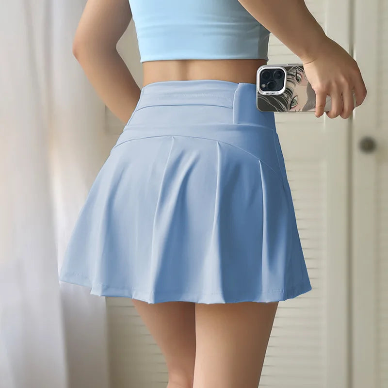Cralom High Waist Tennis Skirt with Built-in Yoga Shorts & Pockets